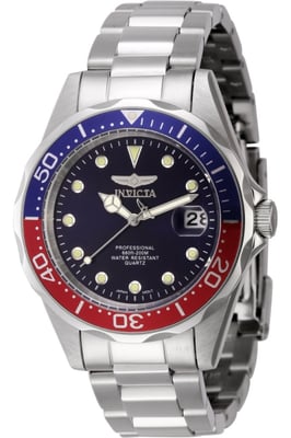 Invicta Pro Diver 45785 Herenhorloge - Quartz Uurwerk - Roestvrij Staal met Blauwe Wijzerplaat - 38 mm