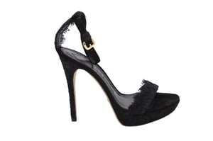 Burberry Polesden 120 Platform Sandalen met Kant in Zwarte Suède