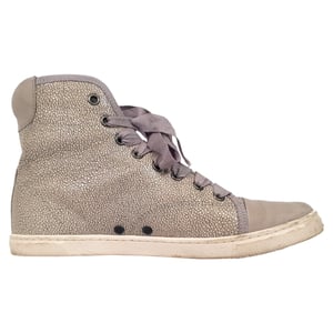 Lanvin hoge sneakers met textuur in beige leer