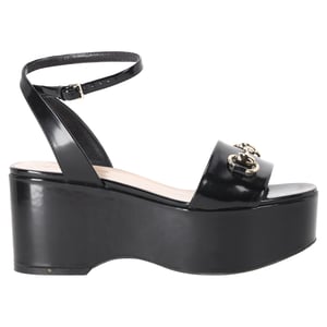 Gucci Horsebit platform sandalen met enkelbandje in zwart kalfsleer