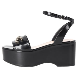 Gucci Horsebit platform sandalen met enkelbandje in zwart kalfsleer