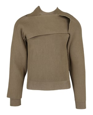 Bottega Veneta heren asymmetrische ribgebreide trui