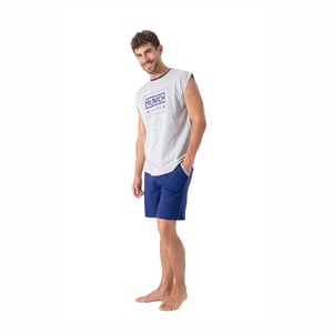 Heren Zomer Korte Mouwloze Pyjama met Brede Armsgaten MU19