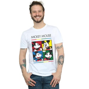 Disney Heren Mickey Mouse Vierkant Gekleurd T-shirt (Wit)