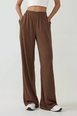 Brede Leg Textuur Gebreide Broek