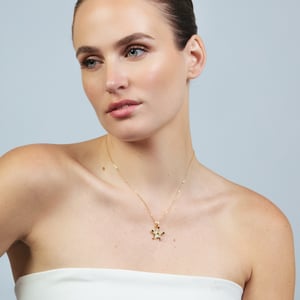 Luxenter ketting in metaallegering en multicolor zirkonia, afgewerkt in 18 karaat geel goud - Ryaiss