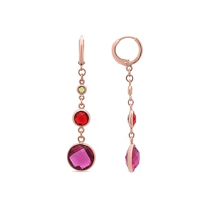 Luxenter oorbellen in metaallegering en multicolor zirkonia, afgewerkt in 18 karaat roségoud - Huis
