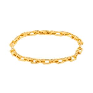 Luxenter Armband met glanzende zirkonia, afgewerkt met 18-karaats geelgoud - Dordel