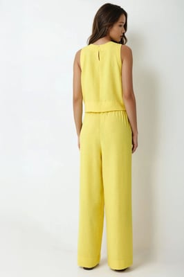 Linnen Voel Blouse & Elastische Taille Broek Tweedelige Coördinatie Set