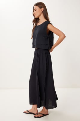Katoenen Mouwloze Blouse en Wijde Rok Set