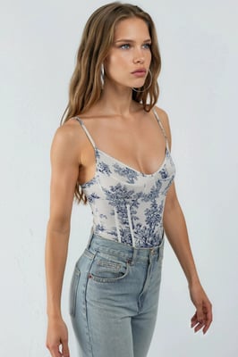 V-hals Patroon Bodysuit