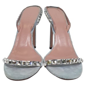 Gucci Kristallen Versierde Slingback Sandalenhakken in Blauwe Suède