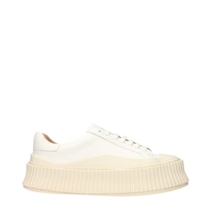 Jil Sander Witte Leren Platform Sneakers