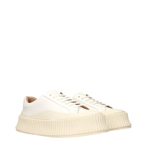 Jil Sander Witte Leren Platform Sneakers