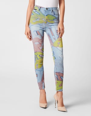 Super Hoge Taille Jegging Bombing Graffiti