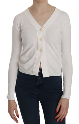 BYBLOS Witte V-hals Lange Mouwen Korte Cardigan Tops Trui
