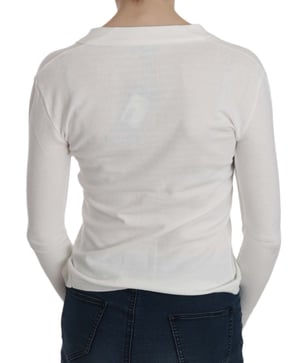 BYBLOS Witte V-hals Lange Mouwen Korte Cardigan Tops Trui