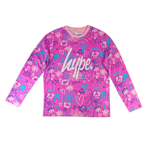 Meisjes 100% Katoenen Scribble Roze Pyjama Set Lange Mouwen Nachtkleding