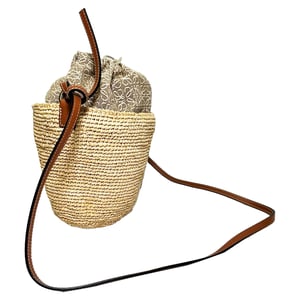 Loewe Pochette Bucket Bag in Tan Raffia