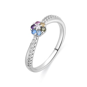 Luxenter ring in metaallegering en meerkleurige zirkonia rhodiumafwerking - Zetrana