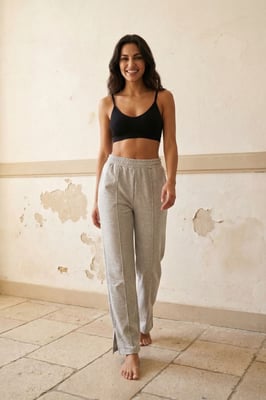 Hoge taille wijde been gebreide joggingsbroek