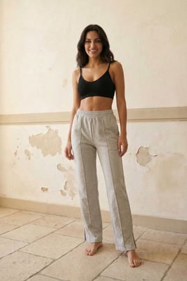Hoge taille wijde been gebreide joggingsbroek