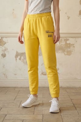 Mid-Waist Geprinte Katoen Lycra Joggingbroeken