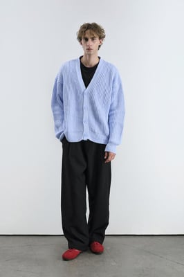 Oversized Geribbelde V-hals Cardigan