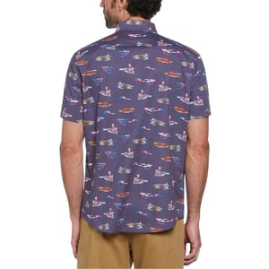 Original Penguin Normaal herenoverhemd met all-over print (Blauw Indigo)