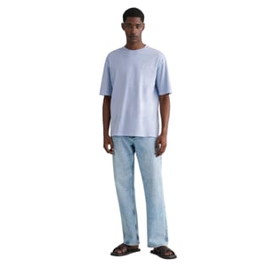 Gant Geborduurd Logo Heren Regular T-shirt met korte mouwen (Blauw)