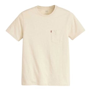 Levis Klassiek T-shirt met zak voor heren, zware kwaliteit (Crème)