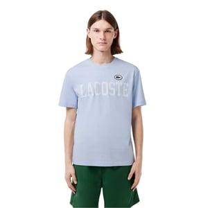 Lacoste Heren Logo Bedrukt Katoenen T-Shirt (Blauw)