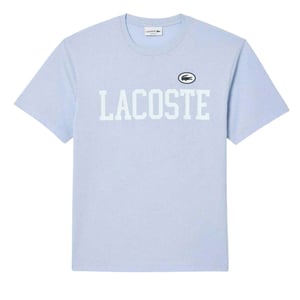 Lacoste Heren Logo Bedrukt Katoenen T-Shirt (Blauw)