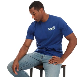 Levis Heren-T-shirt met logo, ronde hals en relaxte pasvorm (Donkerblauw)