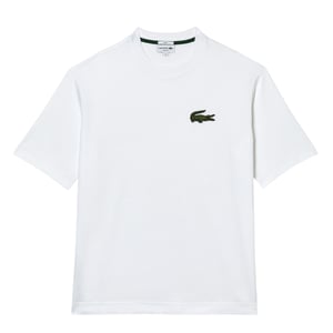 Lacoste Unisex T-shirt voor volwassenen met geborduurd logo en losse pasvorm (Wit)