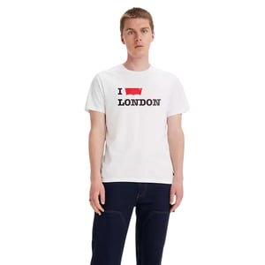 Levis Heren T-shirt met ronde hals en Batwing-logo uit Londen (Wit)