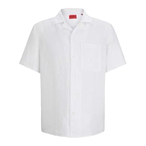 Hugo Heren Linnen Casual Overhemd (Wit)
