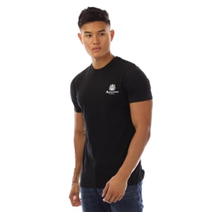 Aquascutum Herren London Borstlogo Crew Neck T-Shirt (Zwart/Wit)