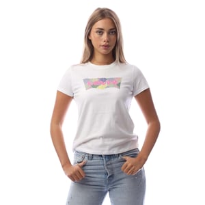 Levis Dames/Dames Patchwork T-shirt (Helder wit)