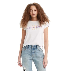 Levis Dames/Dames 501 Grafisch T-shirt Katoen (Wit)