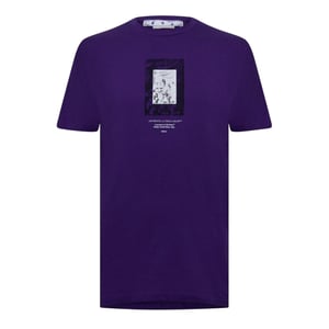 Off White Heren Spiegel Katoen Regular T-shirt met korte mouwen (Paars)