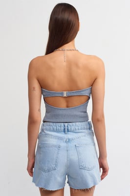 Hoge Taille Katoenen Denim Mom Shorts Met Uitsnijdetail