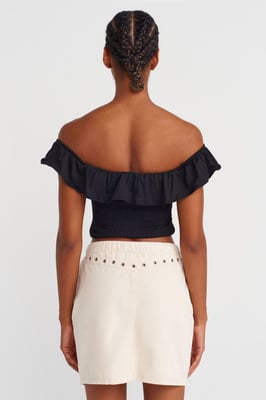Dames Katoenen Denim Minirok Met Tailleband