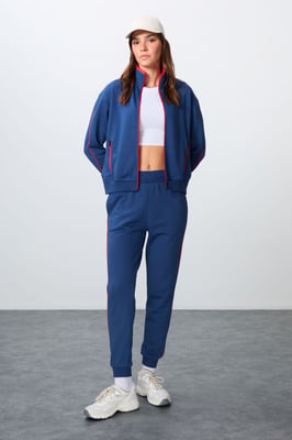 Oversized Sweatshirt en Broek Set met Ritskraag