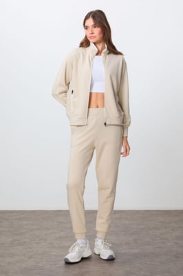 Oversized Sweatshirt en Broek Set met Ritskraag