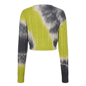 Diesel Dames-cropped-sweatshirt met V-hals en tie-dye-print (Geel)