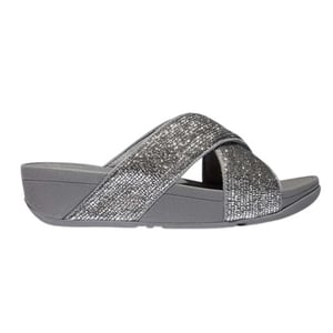 FitFlop Dames-slippers met gekruiste bandjes en glitters (Zilver)