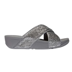 FitFlop Dames-slippers met gekruiste bandjes en glitters (Zilver)