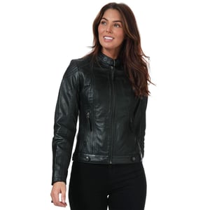 Elle Dames/Dames Leren Jas (Zwart)