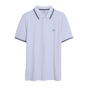 Original Penguin Heren Gestreept Normaal Poloshirt Met Korte Mouwen (Helder wit)